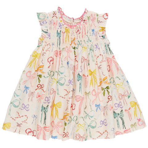 Pink Chicken Stevie Dress - Watercolor Bows - Let Them Be Little, A Baby & Children's Clothing Boutique