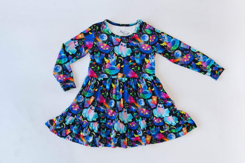 Ollee and Belle Long Sleeve Toddler Belle Dress - Lunar - Let Them Be Little, A Baby & Children's Clothing Boutique