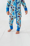 Kiki + Lulu Zip Romper w/ Convertible Foot - Baseball (Blue) - Let Them Be Little, A Baby & Children's Clothing Boutique