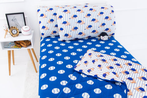 Birdie Bean Twin Fitted Sheet - Baseball Blue - Let Them Be Little, A Baby & Children's Clothing Boutique
