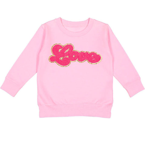 Sweet Wink Patch Sweatshirt - Love Script - Let Them Be Little, A Baby & Children's Clothing Boutique