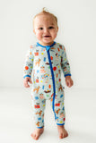 Macaron + Me Zipper Romper - Pawty Dogs - Let Them Be Little, A Baby & Children's Clothing Boutique
