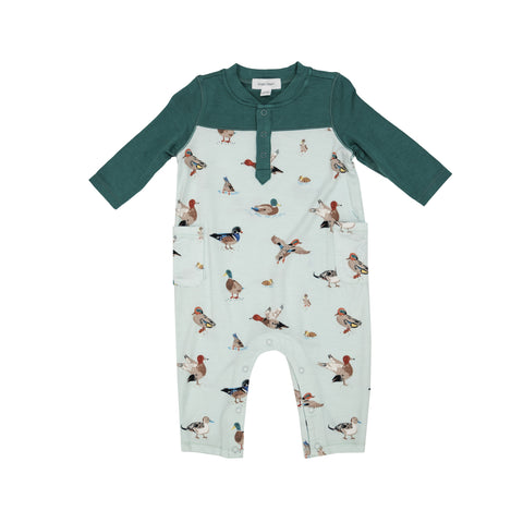 Angel Dear Long Sleeve Romper with Contrast Sleeves - Ducks - Let Them Be Little, A Baby & Children's Clothing Boutique