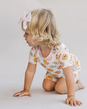 Lucky Panda Kids Two Piece Shorts Set - Pink Smiley - Let Them Be Little, A Baby & Children's Clothing Boutique