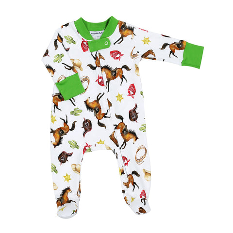 Magnolia Baby Printed Zipper Footie - Saddle Up! - Let Them Be Little, A Baby & Children's Clothing Boutique
