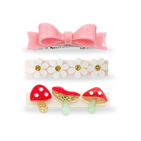 Lilies & Roses Alligator Clip - Mushroom Red and Bow - Let Them Be Little, A Baby & Children's Clothing Boutique