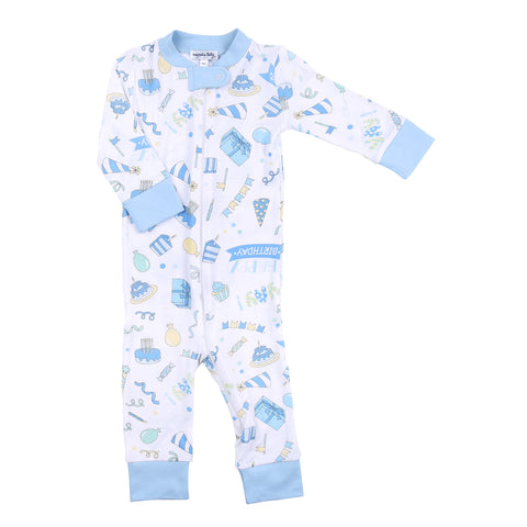 Magnolia Baby Zipped Bamboo Blend PJ Romper - My Birthday Blue - Let Them Be Little, A Baby & Children's Clothing Boutique