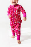Kiki + Lulu Ruffled Zip Romper w/ Convertible Foot - I Pink I Love You - Let Them Be Little, A Baby & Children's Clothing Boutique