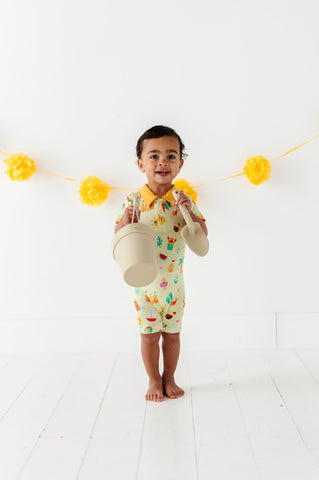 Kiki + Lulu Short Sleeve Collared Shortie Romper - Beaches 'n Dreams - Let Them Be Little, A Baby & Children's Clothing Boutique