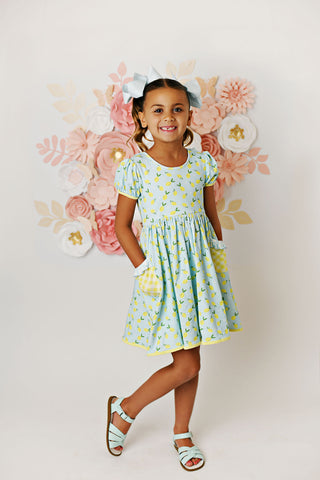 Swoon Baby Peony Bow Pocket Dress - 2450 Lemonade Collection