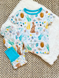 Sweet Bay Clothing Short Sleeve Bamboo PJ Set - Easter Candy White & Blue - Let Them Be Little, A Baby & Children's Clothing Boutique