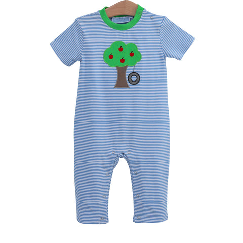 Trotter Street Kids Short Sleeve Applique Romper - Apple Tree & Tire Swing - Let Them Be Little, A Baby & Children's Clothing Boutique