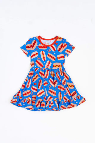 Kiki + Lulu Short Sleeve Toddler Dress - Hot Dog