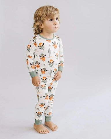 Lucky Panda Kids Long Sleeve Two Piece Set - Smiley Cowboy - Let Them Be Little, A Baby & Children's Clothing Boutique