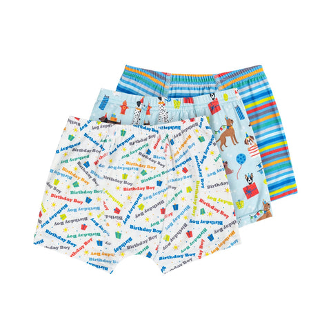 Macaron + Me 3 Pack Boxer Brief - Pawty Dogs