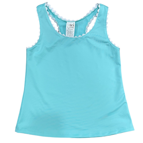 Set Athleisure Riley Razor Tank - Totally Turquoise / Pure Coconut Ric Rac - Let Them Be Little, A Baby & Children's Clothing Boutique