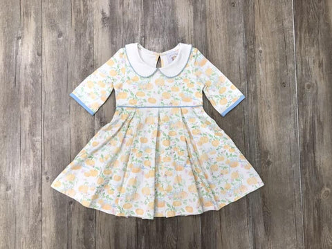 Swoon Baby Proper Picot Pleat Dress - 2350 Fall Bow Pumpkin - Let Them Be Little, A Baby & Children's Clothing Boutique
