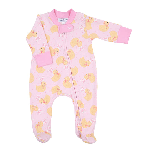Magnolia Baby Printed Zipper Footie - Bunny Ears Pink - Let Them Be Little, A Baby & Children's Clothing Boutique