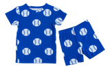 Birdie Bean Short Sleeve w/ Shorts 2 Piece PJ Set - Baseball Blue - Let Them Be Little, A Baby & Children's Clothing Boutique