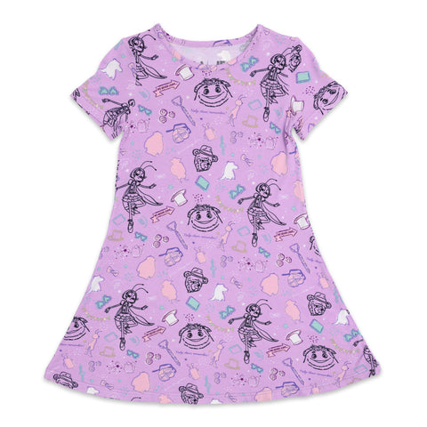 Bellabu Bear Girls Short Sleeve Dress - IF Movie Purple - Let Them Be Little, A Baby & Children's Clothing Boutique