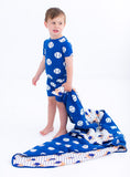 Birdie Bean Short Sleeve w/ Shorts 2 Piece PJ Set - Baseball Blue - Let Them Be Little, A Baby & Children's Clothing Boutique