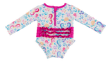 Birdie Bean Baby Rash Guard One Piece Swimsuit - Coral - Let Them Be Little, A Baby & Children's Clothing Boutique