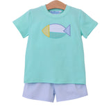 Trotter Street Kids Shorts Set - Color Block Fish - Let Them Be Little, A Baby & Children's Clothing Boutique