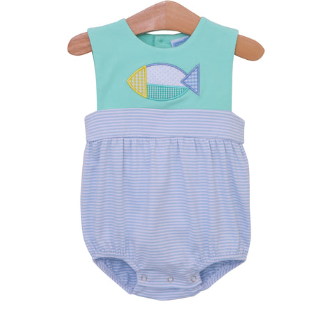 Trotter Street Kids Applique Sun Suit - Color Block Fish - Let Them Be Little, A Baby & Children's Clothing Boutique