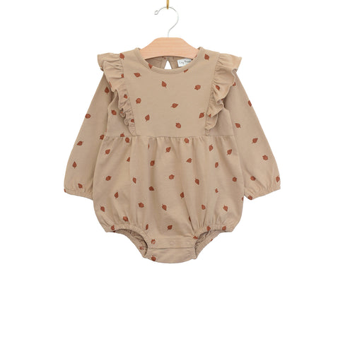 City Mouse Flutter Sleeve Bubble Romper - Pecan Acorns - Let Them Be Little, A Baby & Children's Clothing Boutique