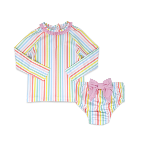 Lullaby Set Sun and Sand Rash Guard Set - Rainbow Stripe PRESALE - Let Them Be Little, A Baby & Children's Clothing Boutique