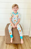 Sweet Bay Clothing Short Sleeve Bamboo PJ Set - Easter Candy White & Blue - Let Them Be Little, A Baby & Children's Clothing Boutique