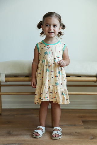 Southern Slumber Bamboo Tiered Twirl Dress with Pockets - Beach Dogs - Let Them Be Little, A Baby & Children's Clothing Boutique