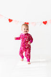 Kiki + Lulu Ruffled Zip Romper w/ Convertible Foot - I Pink I Love You - Let Them Be Little, A Baby & Children's Clothing Boutique