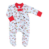 Magnolia Baby Bamboo Blend Printed Zipper Footie - Yappy Christmas - Let Them Be Little, A Baby & Children's Clothing Boutique