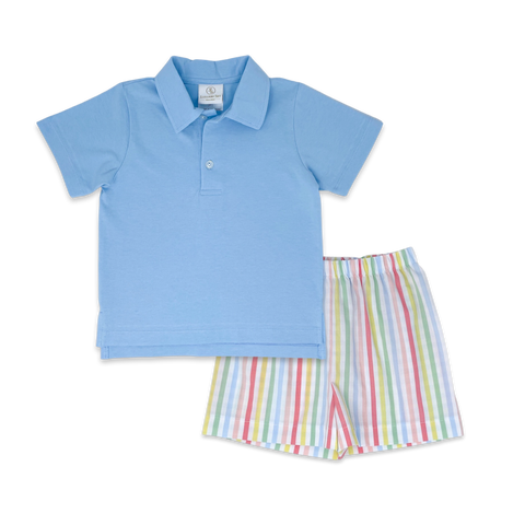 Lullaby Set Parker Short Set - Baytown Blue, Rainbow PRESALE - Let Them Be Little, A Baby & Children's Clothing Boutique