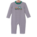 Trotter Street Kids Long Sleeve Applique Romper - Tractor Pumpkin - Let Them Be Little, A Baby & Children's Clothing Boutique