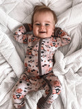Blush Lotus Zip Romper w/ Convertible Foot - Monsters - Let Them Be Little, A Baby & Children's Clothing Boutique