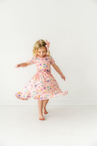 Macaron + Me Short Sleeve Ballet Twirl Dress w/ Ruffle - Birthday Sweets - Let Them Be Little, A Baby & Children's Clothing Boutique