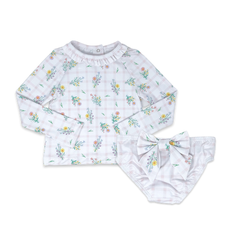 Lullaby Set Sun and Sand Rash Guard Set - Wilmington Wildflower Windowpane PRESALE - Let Them Be Little, A Baby & Children's Clothing Boutique