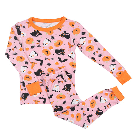 Magnolia Baby Long Sleeve Bamboo Blend PJ Set - Boo to You! Pink - Let Them Be Little, A Baby & Children's Clothing Boutique