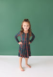 Posh Peanut Long Sleeve Henley Twirl Dress - Tartan Plaid - Let Them Be Little, A Baby & Children's Clothing Boutique