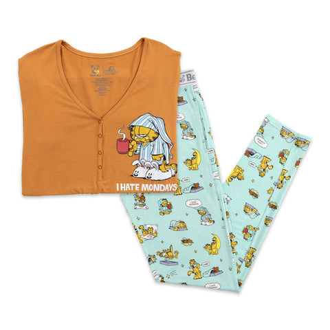 Bellabu Bear Women's 2 piece Short Sleeve PJ Set - Garfield Lazy Mondays - Let Them Be Little, A Baby & Children's Clothing Boutique