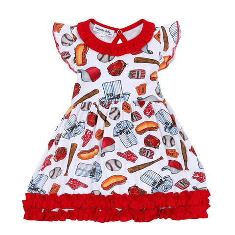 Magnolia Baby Bamboo Printed Flutter Sleeve Toddler Dress - Baseball Fever - Let Them Be Little, A Baby & Children's Clothing Boutique