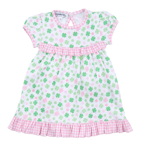 Magnolia Baby Printed Ruffle Short Sleeve Dress - Shamrock Cutie Pink - Let Them Be Little, A Baby & Children's Clothing Boutique
