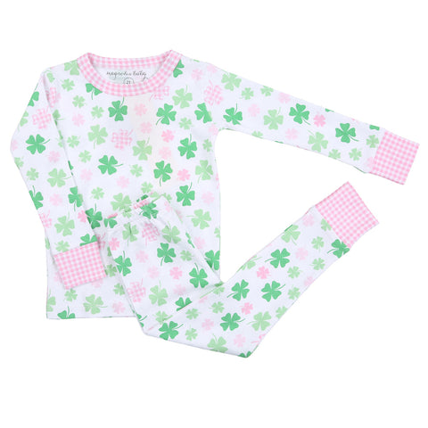 Magnolia Baby Long Sleeve PJ Set - Shamrock Cutie Pink - Let Them Be Little, A Baby & Children's Clothing Boutique