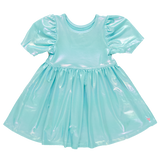 Pink Chicken Laurie Dress - Turquoise Lame - Let Them Be Little, A Baby & Children's Clothing Boutique