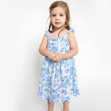 Angel Dear Muslin Paperbag Ruffle Sundress - Roses in Blue - Let Them Be Little, A Baby & Children's Clothing Boutique