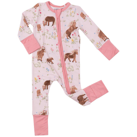 Angel Dear 2 Way Zipper Romper - Watercolor Ponies - Let Them Be Little, A Baby & Children's Clothing Boutique