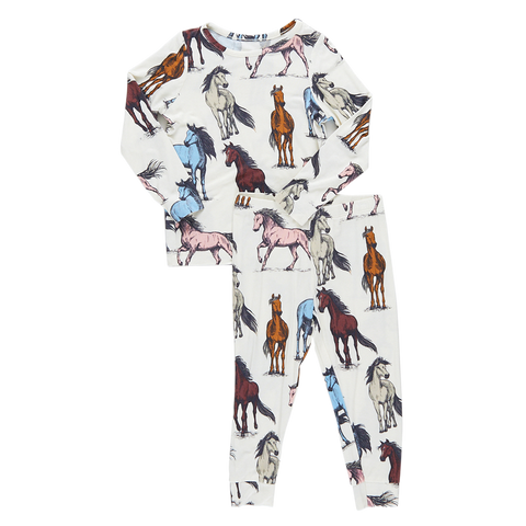 Pink Chicken Bamboo PJ Set - Multi Horses - Let Them Be Little, A Baby & Children's Clothing Boutique