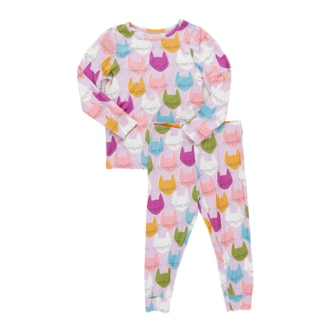 Pink Chicken Bamboo PJ Set - Multi Cats - Let Them Be Little, A Baby & Children's Clothing Boutique